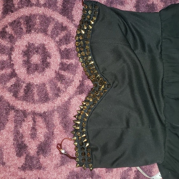 Windsor gold spiked sweetheart dress with sheer high-low skirting L - Picture 12 of 16